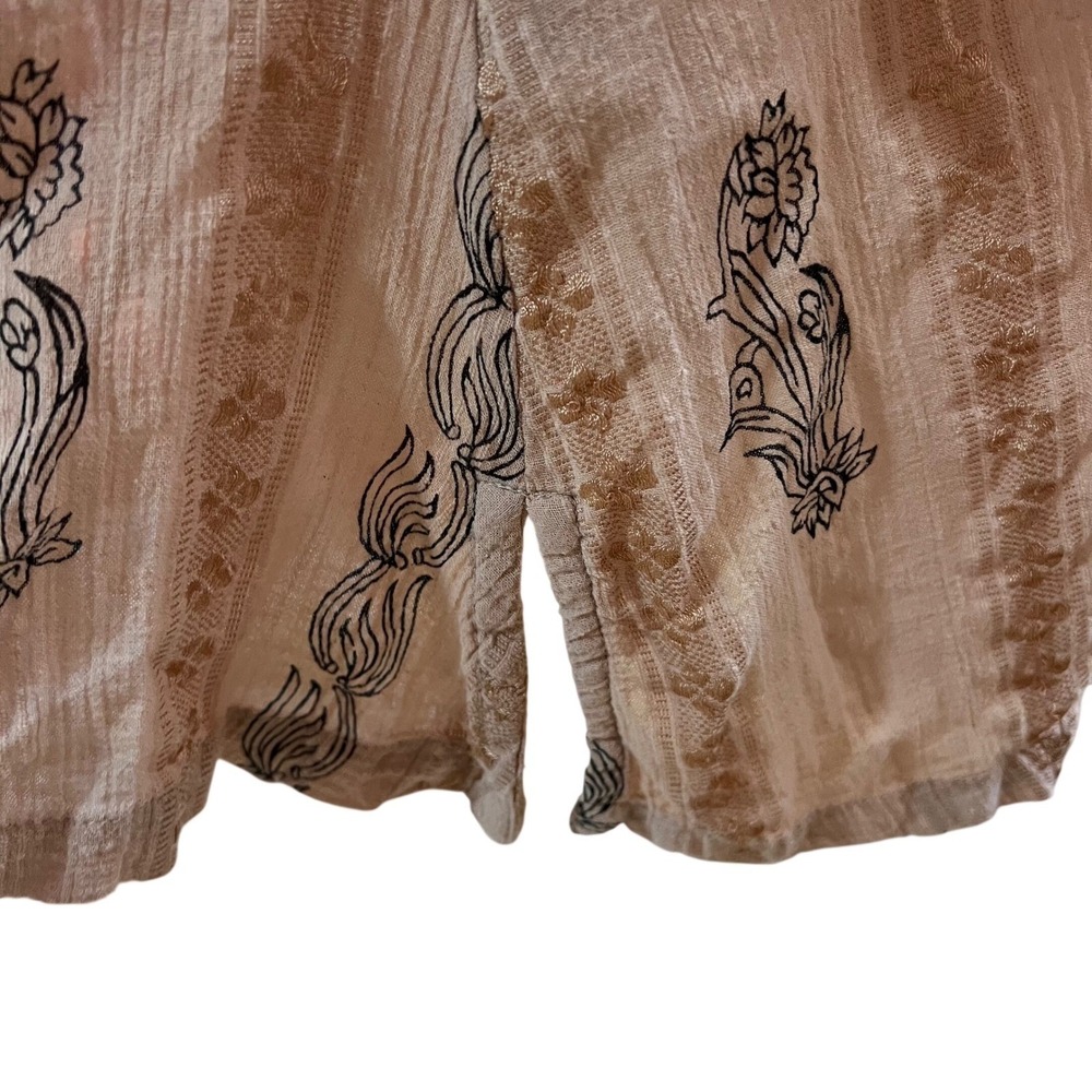 Free People New Romantics Pink Cotton Gauze Embroidered Kimono Wrap Top Small - Picture 11 of 12